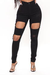 Catty Distressed Skinny Jeans - Black Ins Street